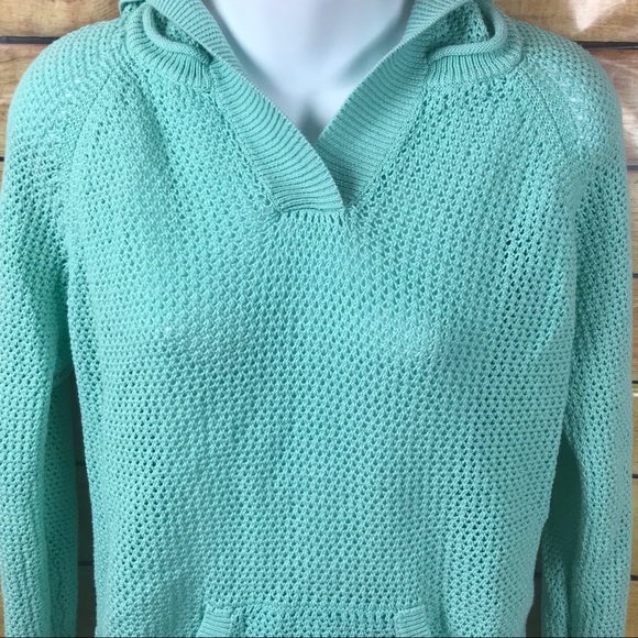 🍁 Anthropologie Aqua Mesh Hooded Sweater - Picture 3 of 6